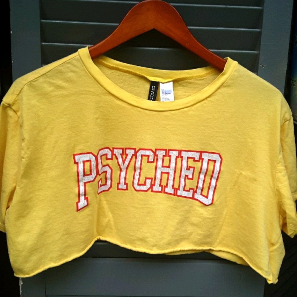 Yellow Crop Top Graphic T Shirt